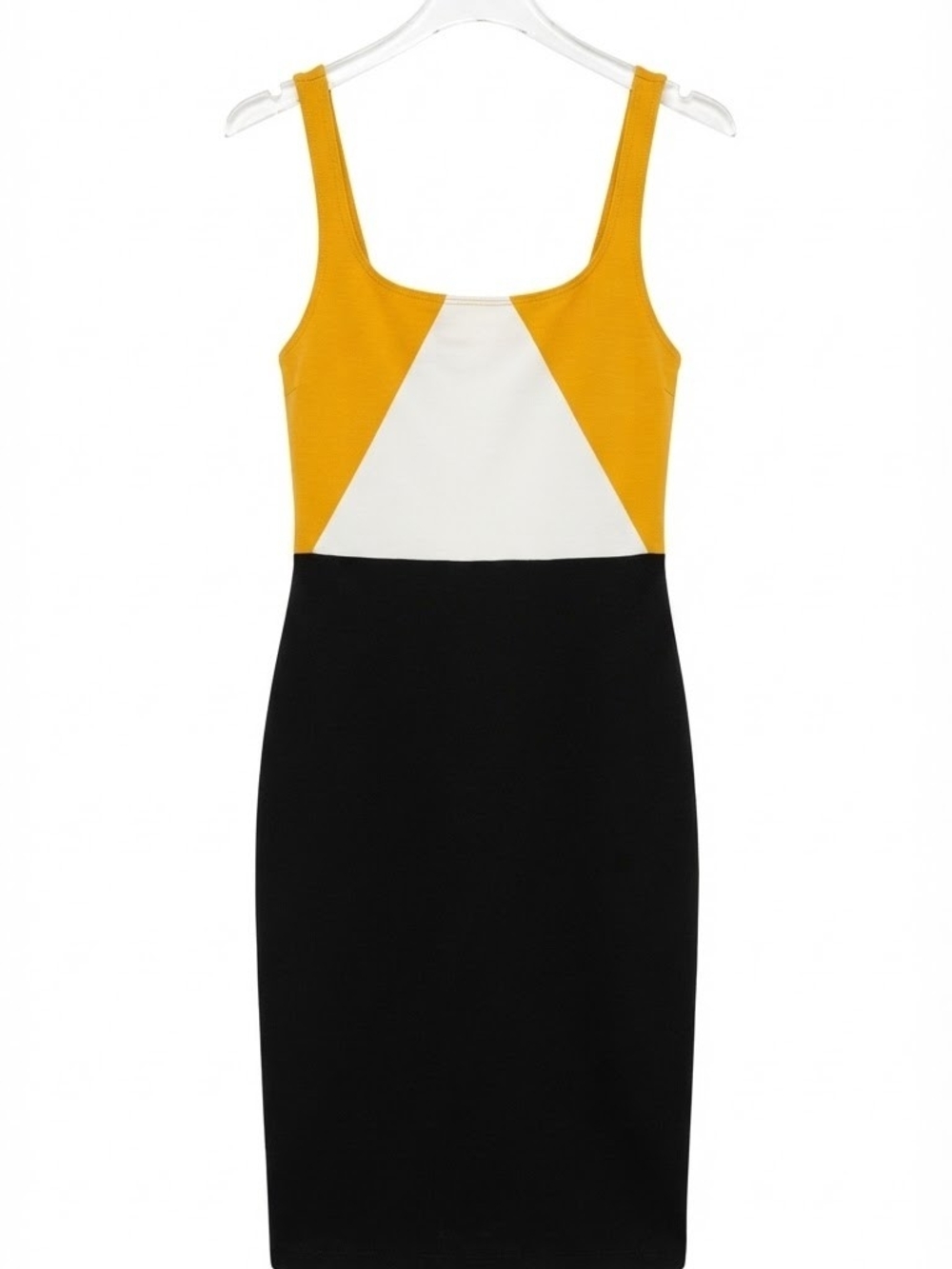 Zara Color Block Dress – Black, Mustard Yellow & White 🖤💛🤍